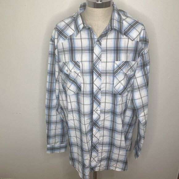 pintlar Other - Pintlar Shirt Men's 3XLT Pearl Snap Western Cowboy Yoke Blue White New
